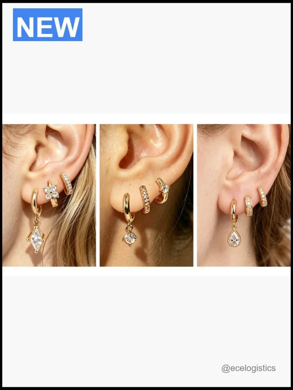 12 Pairs 14K Gold Plated Chunky Hoop Earrings Set Hypoallergenic Lightweight